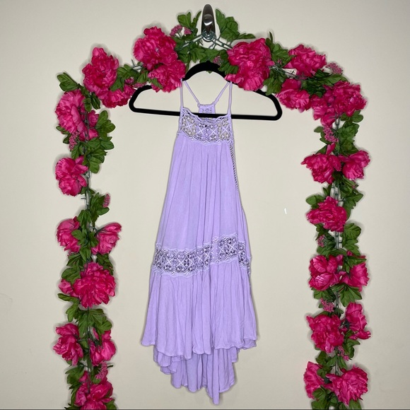 Free People Sky Full of Stars Lavender Crochet Tunic Top Size XS - Picture 4 of 15
